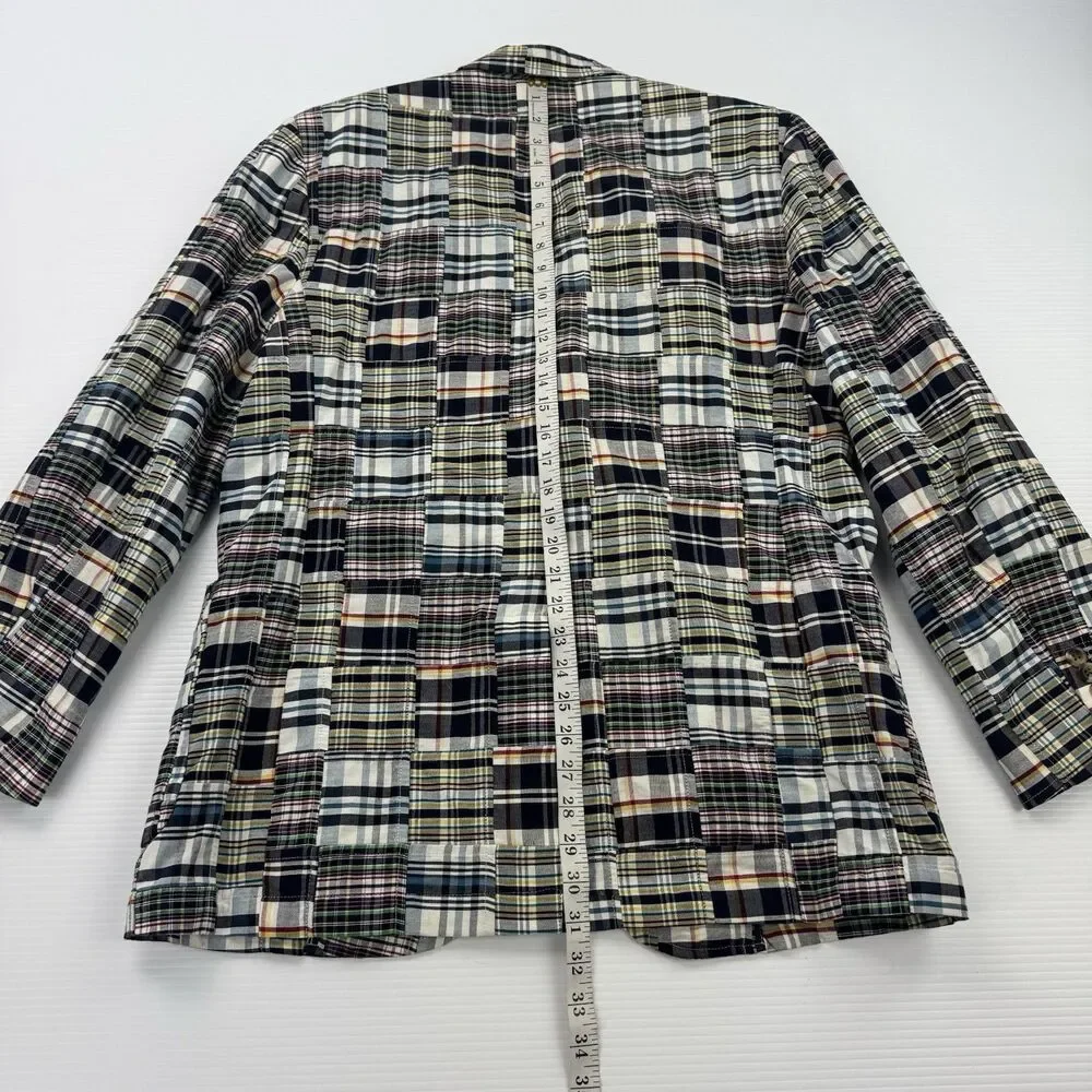 Grant Thomas Madras Patchwork Blazer Sport Coat Mens M Cotton Preppy Ivy Plaid